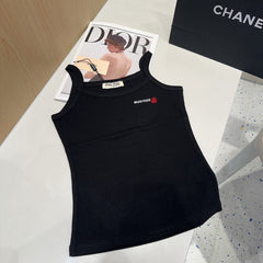 CAMISOLE 613779 IN BLACK COTTON RIBBED