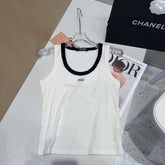 TANK TOP 615175 IN WHITE COTTON RIBBED BLACK TRIM