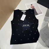 TANK TOP 633197 IN BLACK COTTON EMBOSSED PEARL