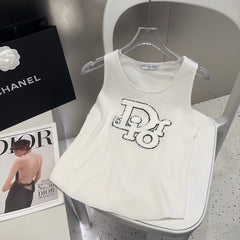 CAMISOLE 619299 IN WHITE COTTON RIBBED KNIT TEXTURED LOGO