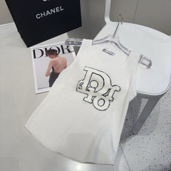 CAMISOLE 619299 IN WHITE COTTON RIBBED KNIT TEXTURED LOGO