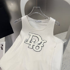 CAMISOLE 619299 IN WHITE COTTON RIBBED KNIT TEXTURED LOGO