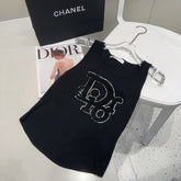 CAMISOLE 619300 IN BLACK COTTON RIBBED KNIT TEXTURED LOGO