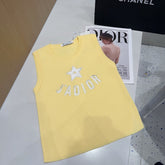 TANK TOP 622148 IN YELLOW COTTON RIBBED STAR AND LOGO