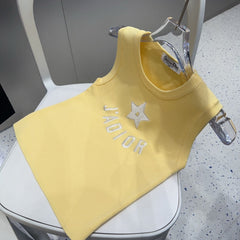 TANK TOP 622148 IN YELLOW COTTON RIBBED STAR AND LOGO