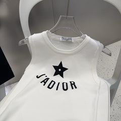 TANK TOP 622149 IN WHITE COTTON RIBBED STAR AND LOGO