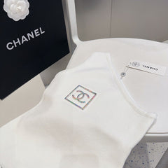 ONE SHOULDER TOP 624508 IN WHITE COTTON MULTICOLOR LOGO