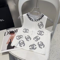 TANK TOP 625959 IN WHITE COTTON RIBBED EMBOSSED LOGO