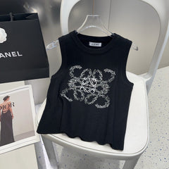 TANK TOP 633202 IN BLACK COTTON RIBBED KNIT