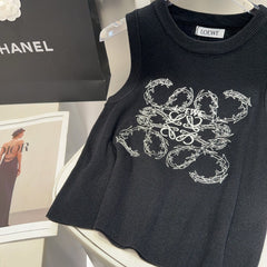 TANK TOP 633202 IN BLACK COTTON RIBBED KNIT