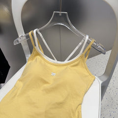 CAMISOLE 625967 IN YELLOW COTTON RIBBED