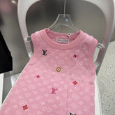 KNITTED VEST 633193 IN PINK WOOL MUTILCOLOR LOGO