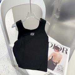 TANK TOP 633194 IN BLACK COTTON EMBOSSED LOGO