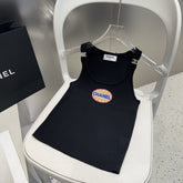 CAMISOLE 639170 IN BLACK COTTON RIBBED KNIT EMBOSSED LOGO ON STRAPS