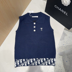 POLO TANK TOP 639172 IN NAVY BLUE COTTON RIBBED KNIT