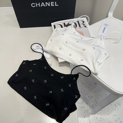 CAMI TOP 639175 IN BLACK COTTON RIBBED KNIT