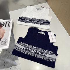 SLEEVELESS TOP 643221 IN BLACK COTTON WHITE LOGO