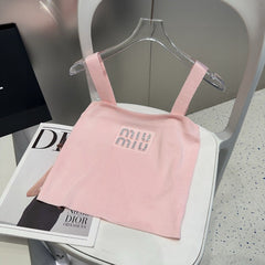 CAMI TOP 643227 IN PINK COTTON RIBBED KNIT