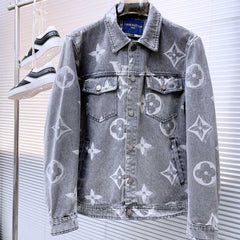 LV BASIC SHIRT JACKET IN GRAY MONOGRAM DENIM 239130