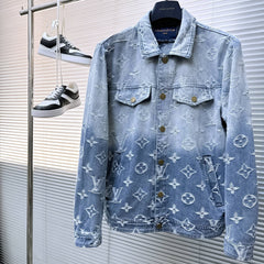 LV SHIRT JACKET IN LIGHT BLUE RIPPED MONOGRAM DENIM 239123