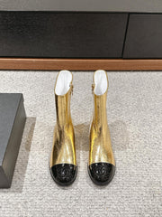 CC SHORT BOOTS IN GOLDEN MIX BLACK LAMBSKIN