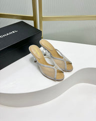 HIGH HEEL PEEP TOE IN WHITE BREATHABLE MESH