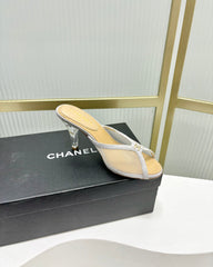 HIGH HEEL PEEP TOE IN WHITE BREATHABLE MESH