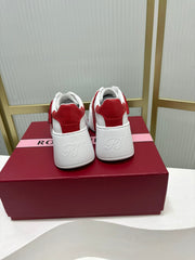 VIV' SKATE SNEAKERS IN WHITE CALFSKIN RED GLITTER STRAP AND CRYSTAL BUCKLE