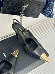 SL JEANNE SLINGBACK PUMPS BLACK CALFSKIN