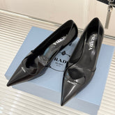 KITTEN HEEL PUMPS IN BLACK CALFSKIN
