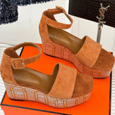 ILLUSION 35 SANDAL IN VIVID ORANGE SUEDE WITH RHINESTONE DETAILS