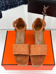 ILLUSION 35 SANDAL IN VIVID ORANGE SUEDE WITH RHINESTONE DETAILS