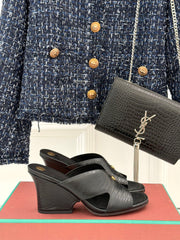 LP HIGH HEEL 25S IN BLACK LAMBSKIN SNAKE EMBOSSING