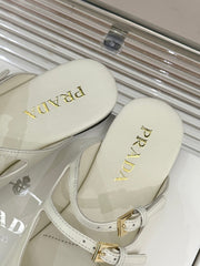 PRADA 25S DUAL MARY JANE BALLERINA MULES IN IVORY CALFSKIN