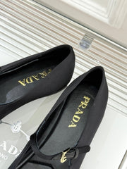 PRADA 25S BALLERINAS IN BLACK SATIN