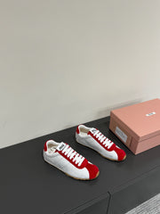 PLUME SNEAKERS IN WHITE NAPPA LAMBSKIN AND RED SUEDE