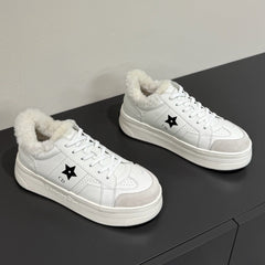 BLACK STAR SNEAKER WHITE CALFSKIN AND SUEDE CALFSKIN WITH SHEARLING LINING