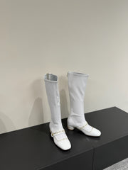 BELLE-D HEELED BOOT WHITE PATENT CALFSKIN