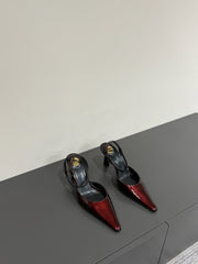 AIMÉE SLINGBACK PUMPS IN WINE RED GLOSSY LAMBSKIN
