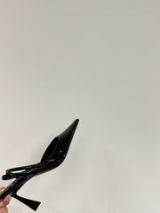 AIMÉE SLINGBACK PUMPS IN BLACK GLOSSY LAMBSKIN