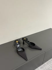 AIMÉE SLINGBACK PUMPS IN BLACK SATIN