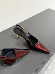 LEE SLINGBACK PUMPS 75 MM IN BURGUNDY RED PATENT CALFSKIN