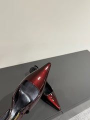LEE SLINGBACK PUMPS 75 MM IN BURGUNDY RED PATENT CALFSKIN
