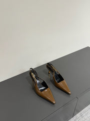 LEE SLINGBACK PUMPS 75 MM IN COFFEE BROWN PATENT CALFSKIN