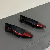BALLERINA FLATS IN MAHAGANY RED PATENT CALFSKIN