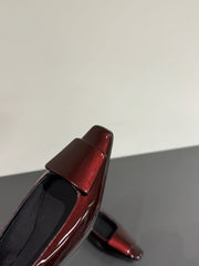 BALLERINA FLATS IN MAHAGANY RED PATENT CALFSKIN