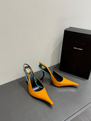 YSL HIGH SLINGBACK 25S IN ENERGY ORANGE GLOSSY LAMBSKIN