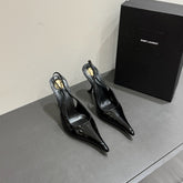 YSL HIGH SLINGBACK 25S IN BLACK GLOSSY LAMBSKIN