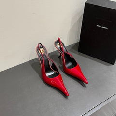 YSL HIGH SLINGBACK 25S IN DARK RED GLOSSY LAMBSKIN