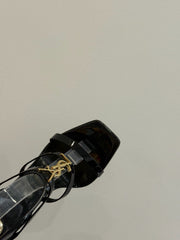 YSL SINGLE-STRAP HEELED SANDALS 25S IN BLACK LAMBSKIN